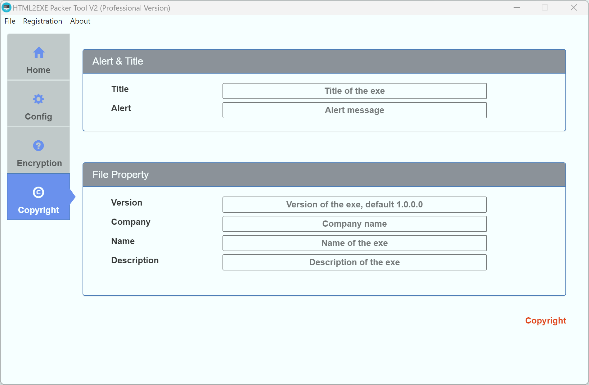 Copyright Settings Interface